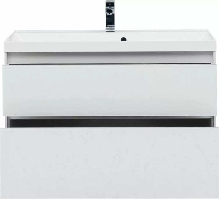 фото Тумба с раковиной Aquanet Гласс 100 белый арт. 00242526 