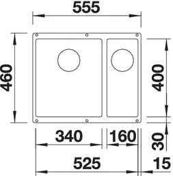 картинка Кухонная мойка Blanco SUBLINE 340/160-U SILGRANIT темная скала 523559 чаша справа 