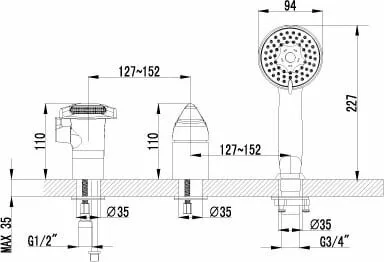 картинка Смеситель для ванны Lemark Poseidon LM4245C 