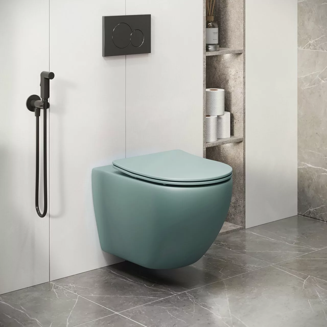 картинка Унитаз подвесной Grossman GR-4411MNMS Color безободковый, мятный матовый 