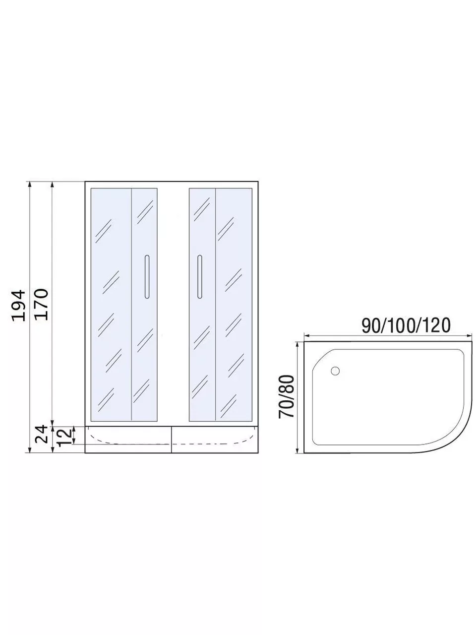 фото Душевое ограждение без поддона River DON 120/80/24 МТ 