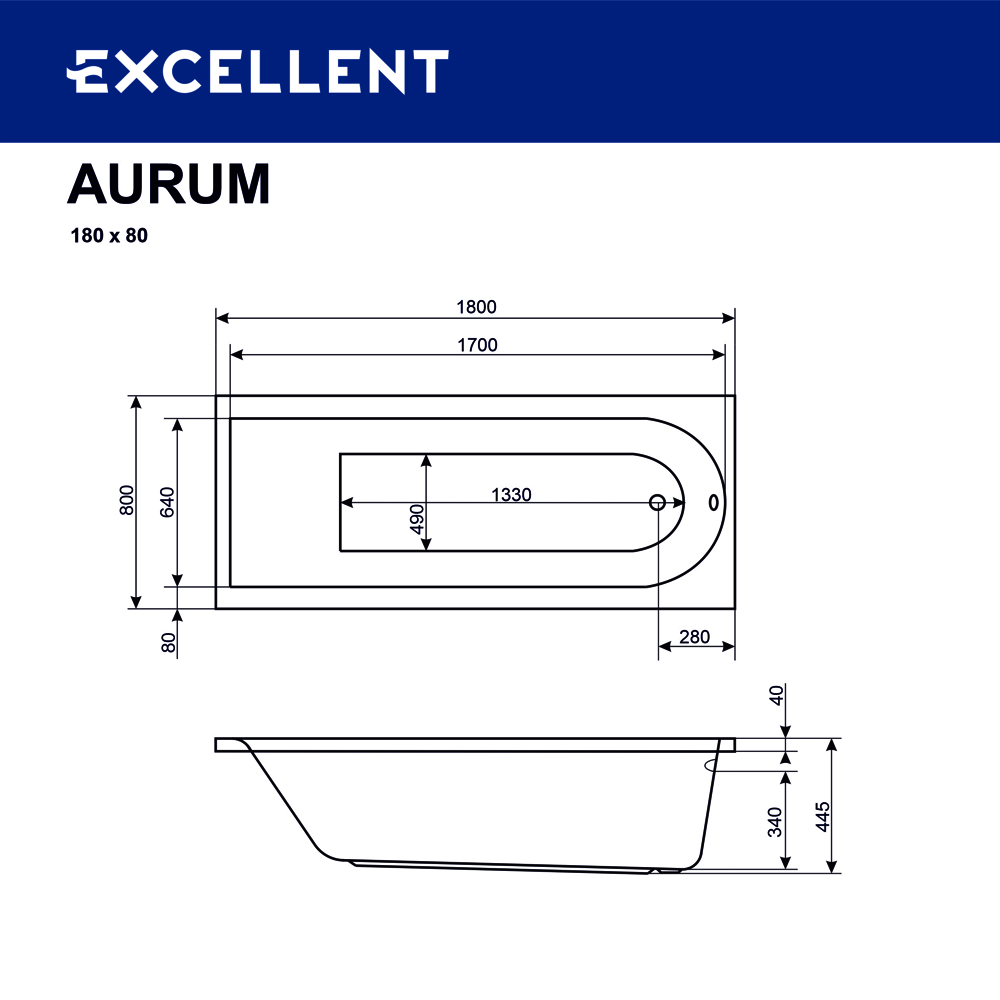 картинка Ванна ACTIMA Aurum 180x80 LUX хром 