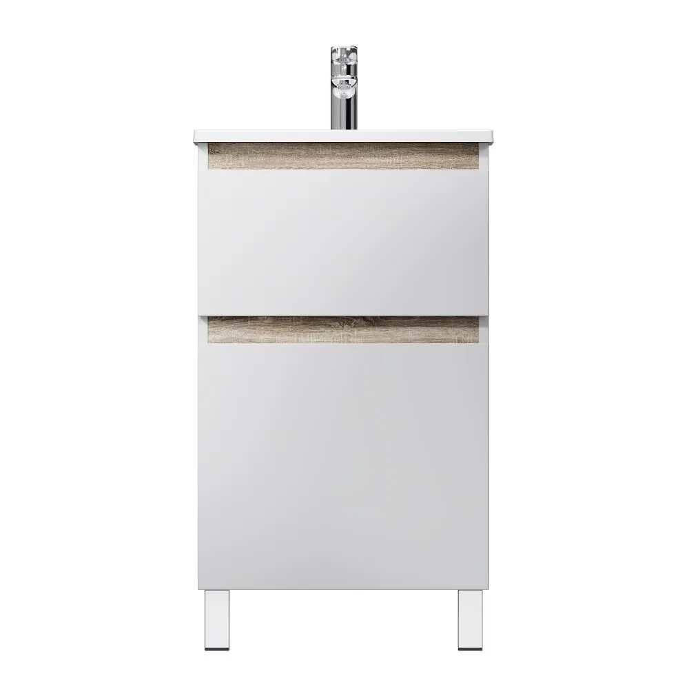 фото База с раковиной напольная AM.PM X-Joy M85A-FSX0502WG-WCC0502WG 50 см 2 ящика белый глянец 