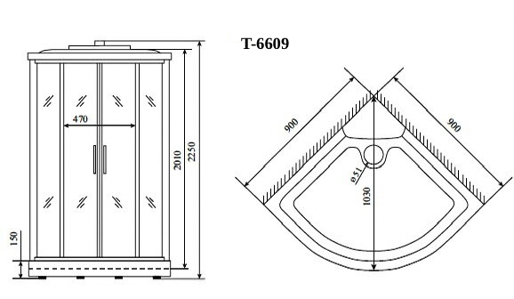 картинка Душевая кабина Timo T-6609 Silver 