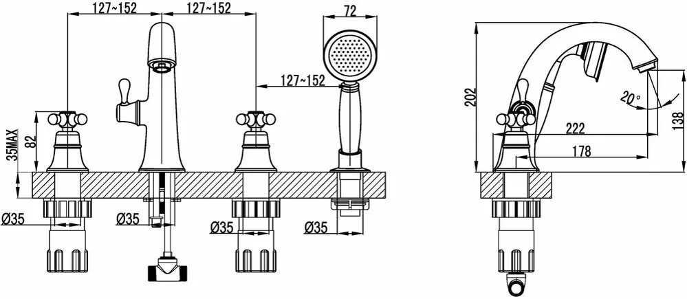 картинка Смеситель на борт ванны Lemark Vintage LM2841B 
