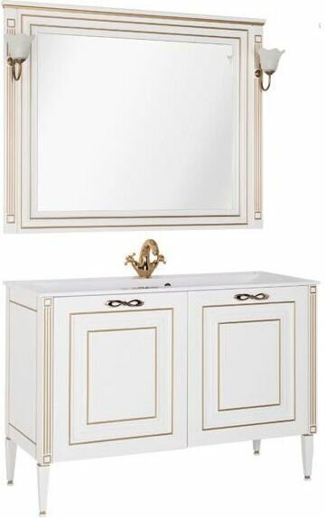 фото Мебель для ванной Aquanet Паола 120 белый/золото (литьевой мрамор) со светильниками хром 