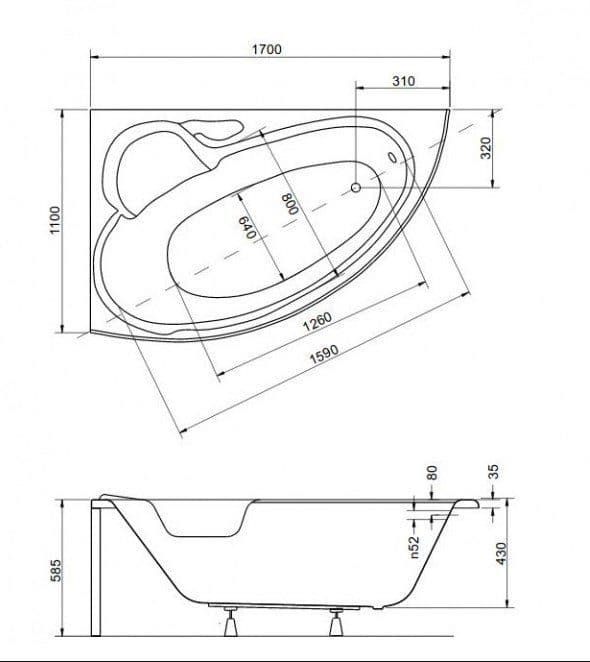 картинка Акриловая ванна Besco Finezja Nova 170x110 L 