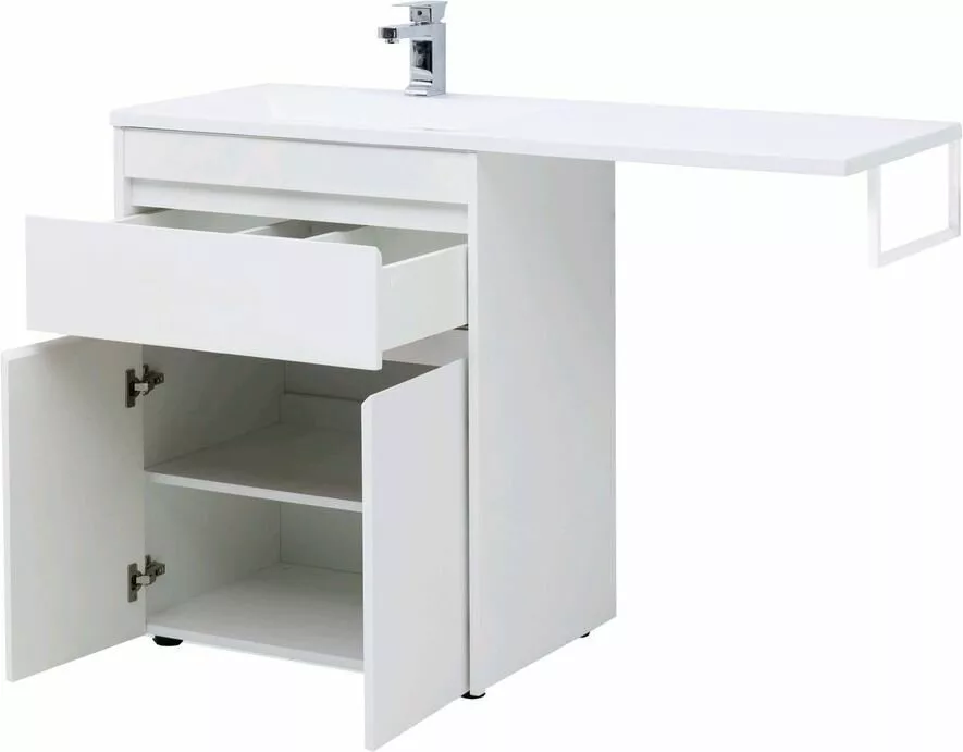 фото Тумба с раковиной Aquanet Токио 130 L белый (напольная, 1 ящик, 2 дверцы) арт. 00239215 