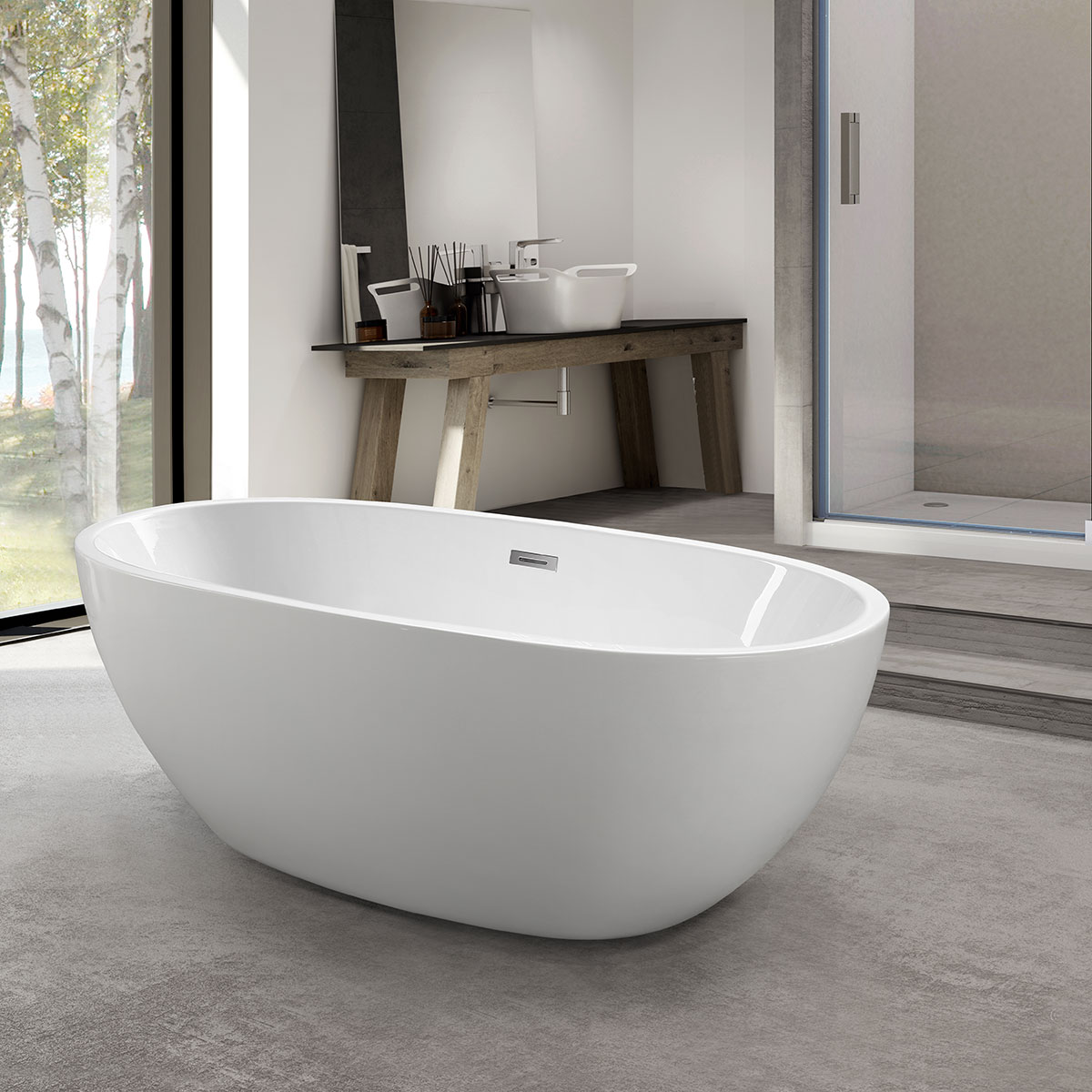 картинка Акриловая ванна Vincea VBT-509, 165х75х59, цвет белый, слив-перелив в комплекте, хром 