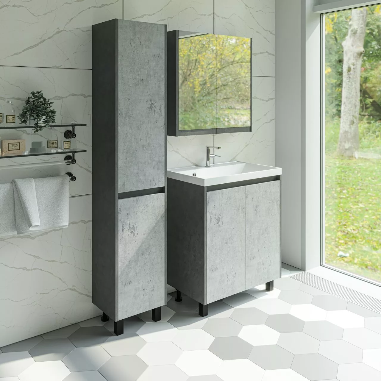 фото Шкаф-пенал Stella Polar Кибела 35 цемент 