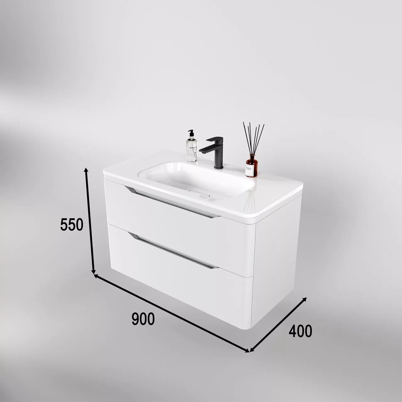 картинка Тумба подвесная Style Line El Fante Марелла 90 Люкс антискрейтч белый матовый  в ванную комнату