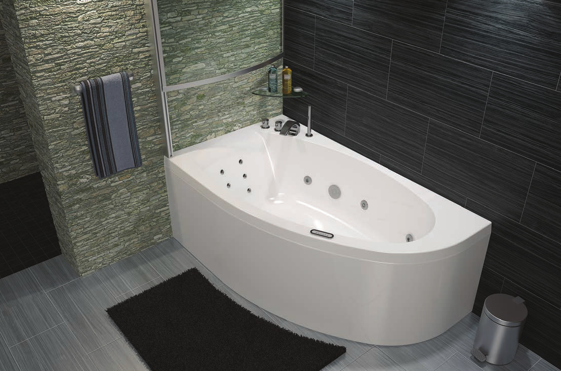 картинка Акриловая ванна Eurolux BERGAMI 160x90L с каркасом и экраном 