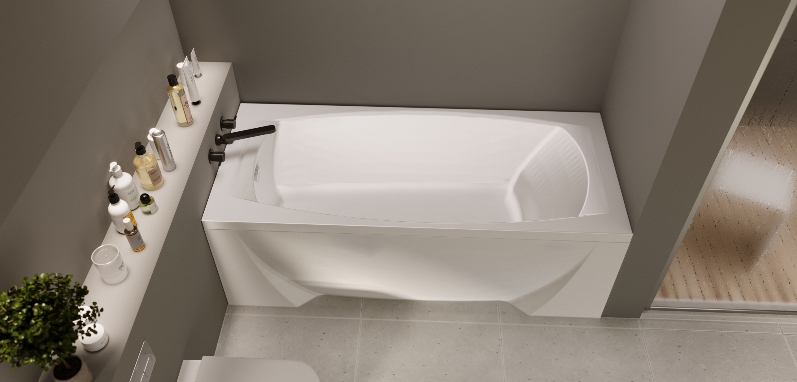 картинка Ванна Marka One PRAGMATIKA 193-170x80 с каркасом и слив-переливом 