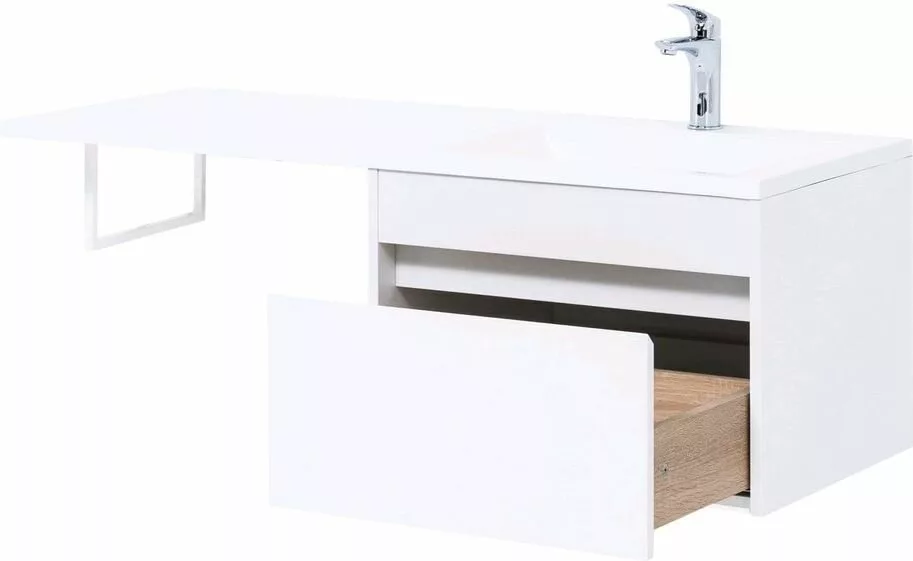 фото Тумба с раковиной Aquanet Токио 120 R белый (подвесная, 1 ящик) арт. 00239213 