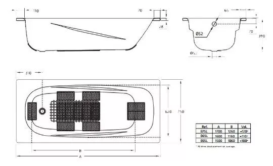 картинка Стальная ванна BLB Anatomica B75H handles 