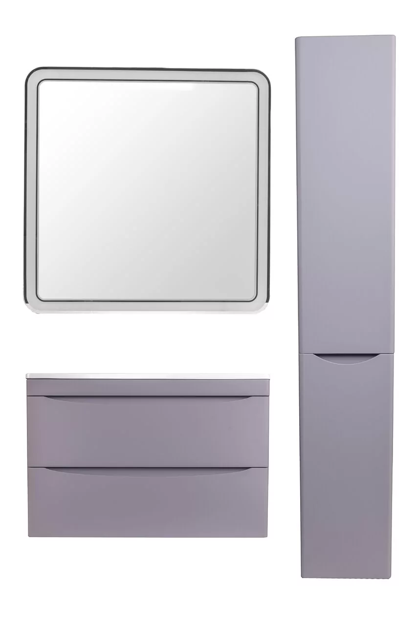 фото Тумба подвесная Style Line Бергамо мини 80 2 ящика Люкс антискрейтч серый PLUS 