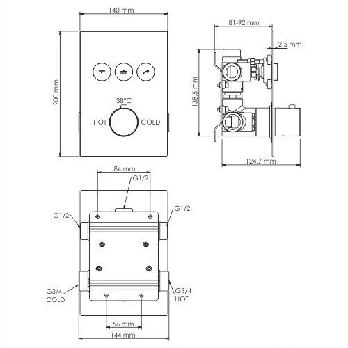 картинка Смеситель для ванны и душа WasserKRAFT Neime 1944 Thermo 