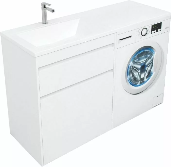 фото Тумба с раковиной Aquanet Токио 130 L белый (напольная, 1 ящик) арт. 00239302 