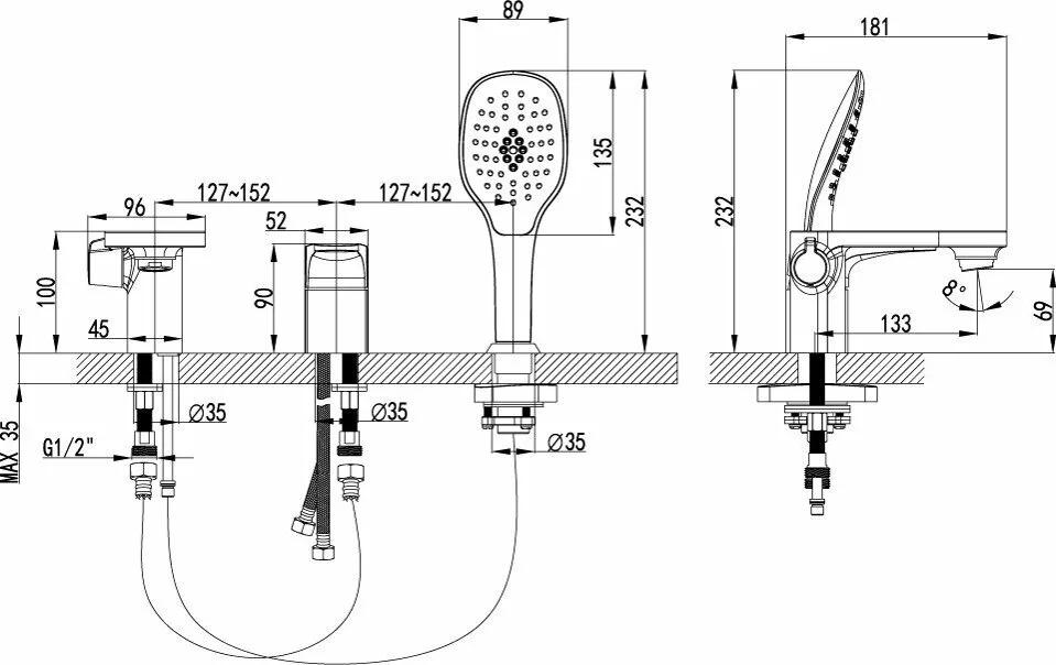 картинка Смеситель на борт ванны Lemark Shift LM4347C 