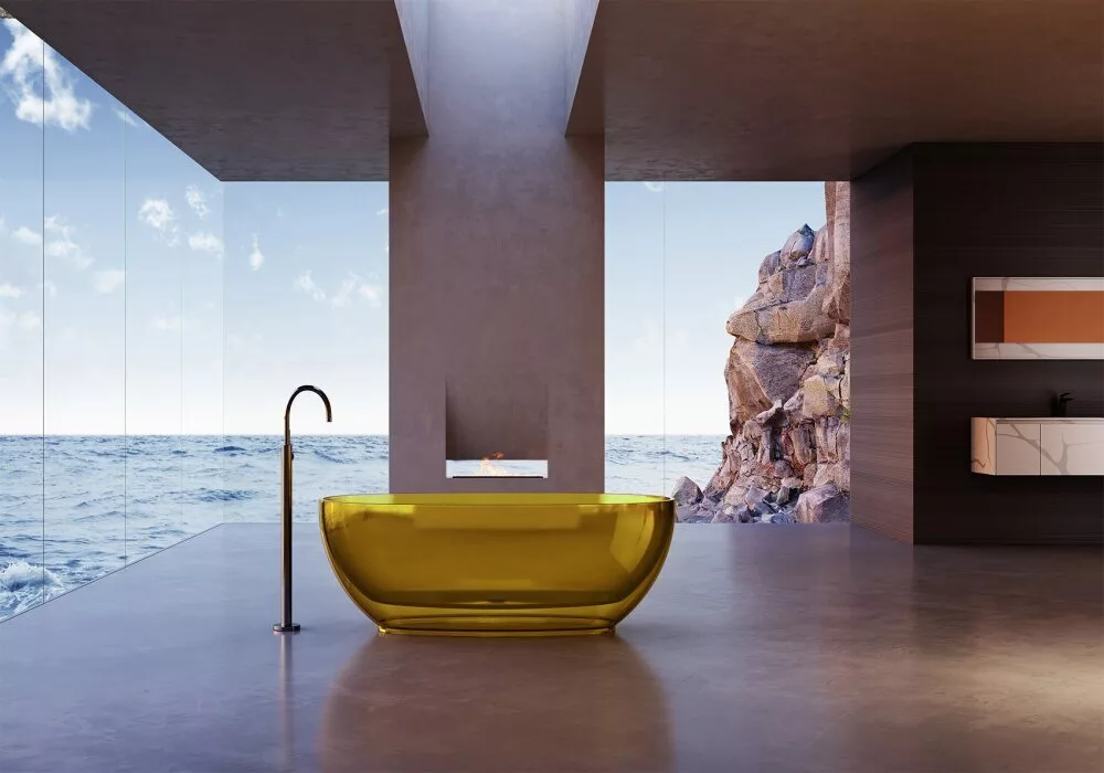 картинка Прозрачная ванна ABBER Kristall AT9703Amber желтая 