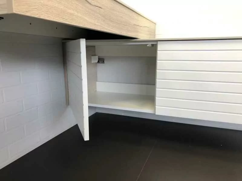 фото Тумба Comfortу Клеон 120, 1851, цвет белый, дуб дымчатый с белой столешницей 