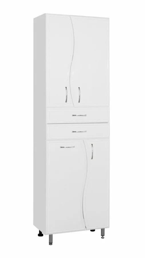 фото Шкаф-пенал Style Line Волна 60 белый с бельевой корзиной ЛС-000010047 