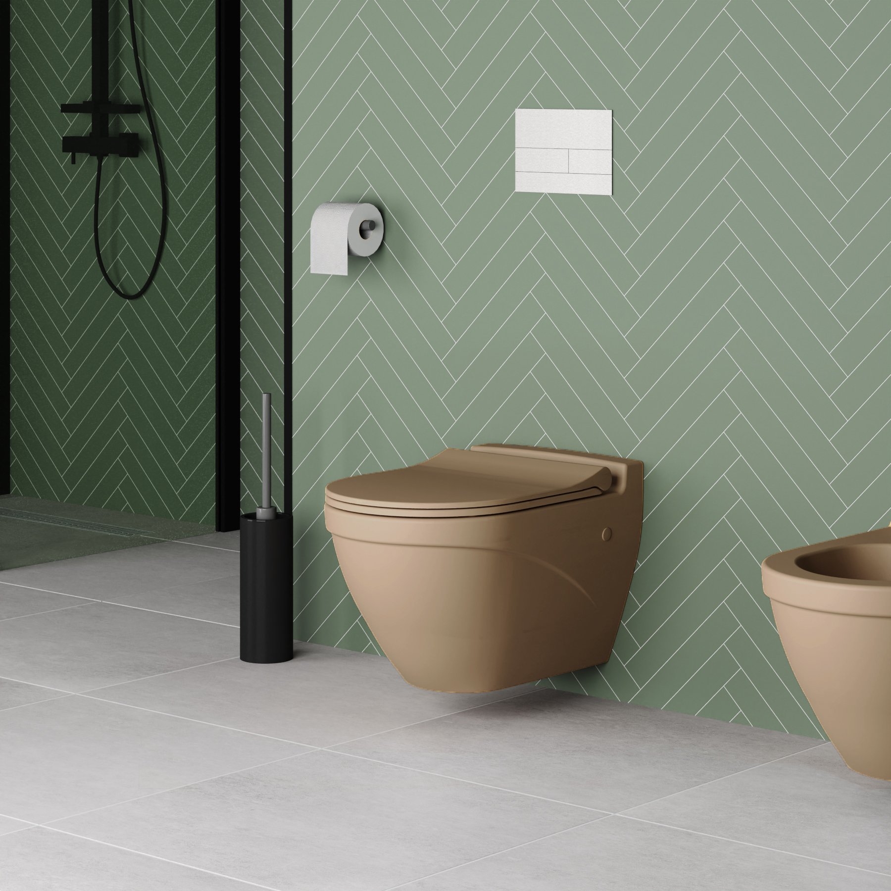 картинка Унитаз подвесной Ambassador Nord 133T20501 темно-бежевый матовый подвесной с тонкой крышкой 