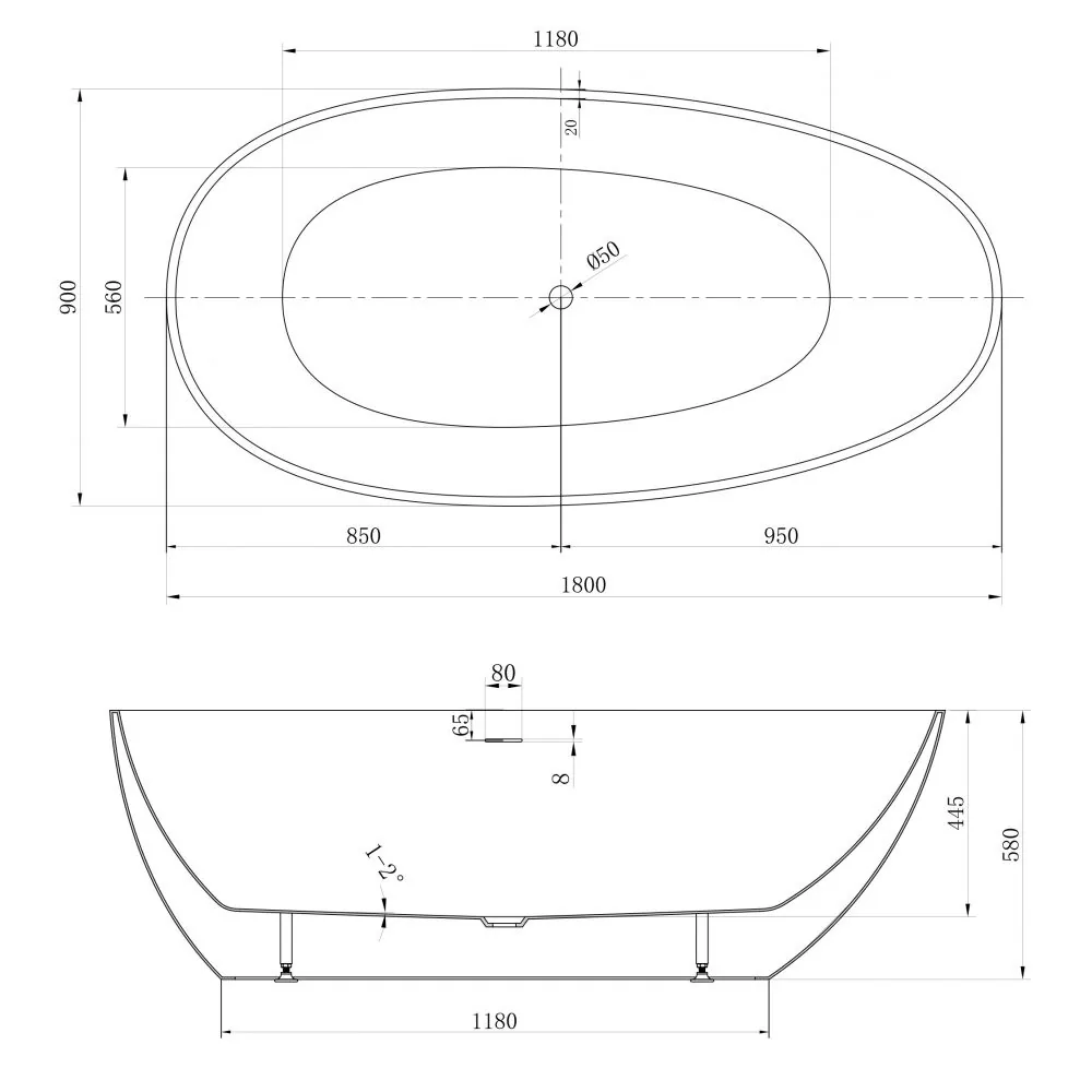 картинка Акриловая ванна ABBER AB9211-1.8 белая 
