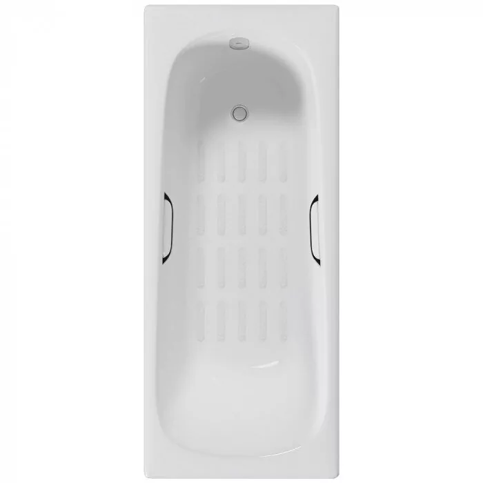 картинка Ванна чугунная Delice Continental 130х70 с отверстиями под ручки и антискользящим покрытием DLR230641R-AS с ножками и переливом DLR000017 