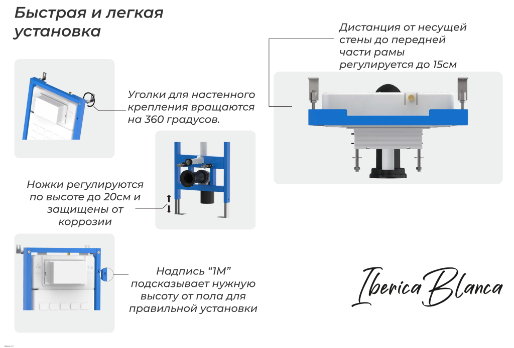 картинка Комплект 3 в 1 IBERICA BLANCA инсталляция с унитазом BURGOS ALTO IB.BRA.231.1B1 клавишей розовое золото матовый INOX-C IB.B011.007.002 