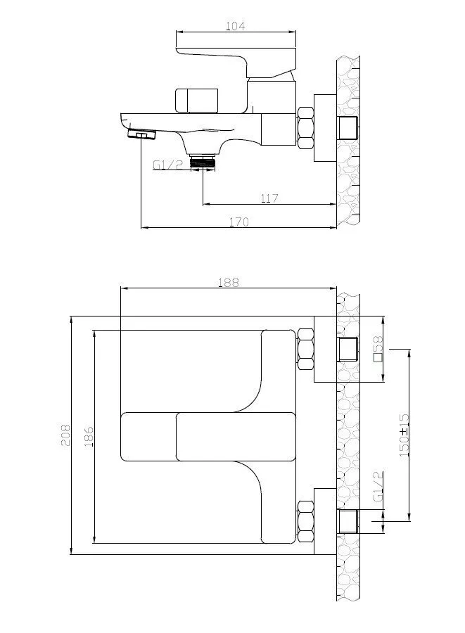 картинка Смеситель для ванны и душа ESKO BERLIN BR 54 