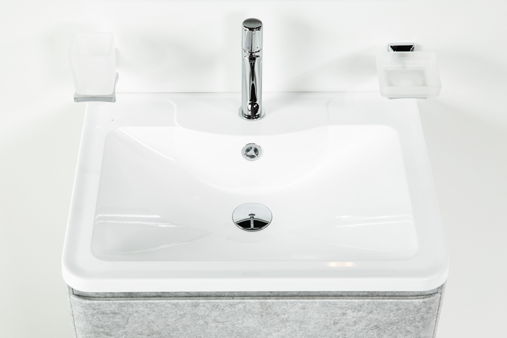 фото Тумба с раковиной подвесная BelBagno ALBANO 60 Cemento Verona Grigio, раковина белая 