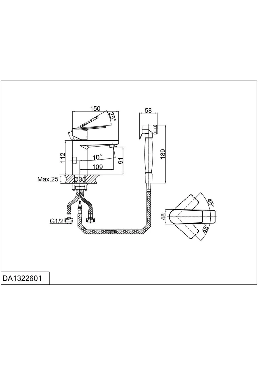 картинка Смеситель для раковины с гигиеническим душем D&K Rhein Lessing DA1322601 