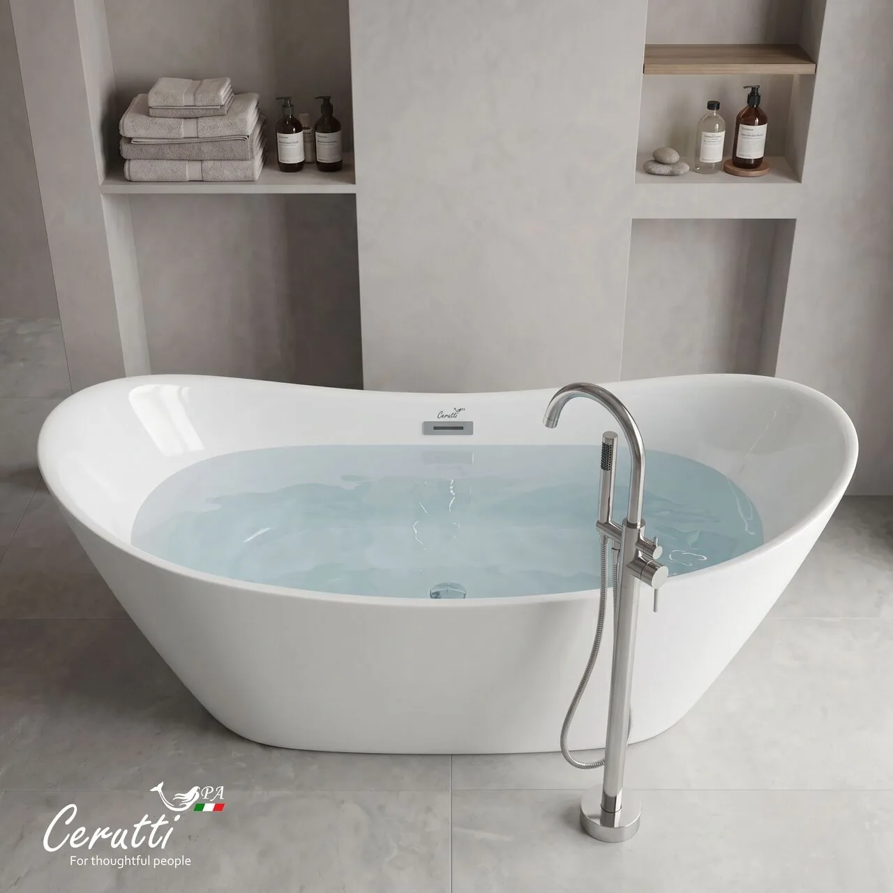 картинка Акриловая ванна отдельностоящая Ceruttispa НЕМИ (NEMI) PRO170II 1700x740x730 