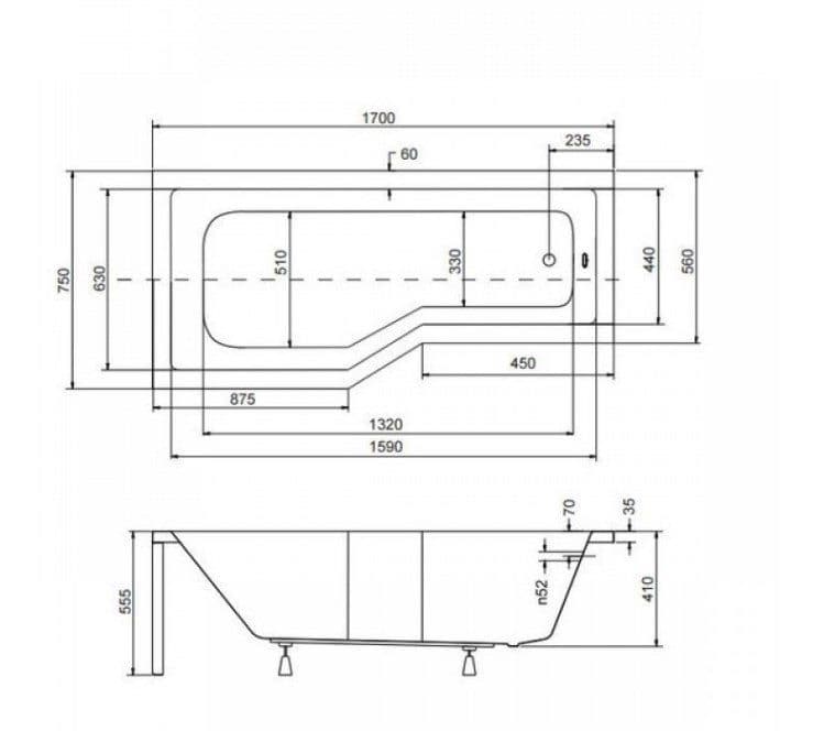 картинка Акриловая ванна Besco Integra 170x75 L с каркасом KMB17075 