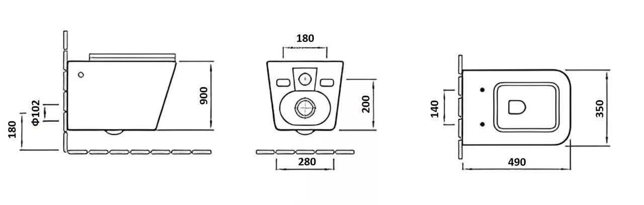 картинка Унитаз подвесной Cerutti SPA MAIELLA Aria MB безободковый, черный матовый CT9163 