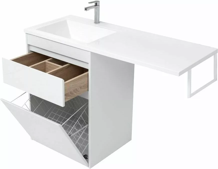 фото Тумба с раковиной Aquanet Токио 120 L белый (напольная, 1 ящик) арт. 00239300 