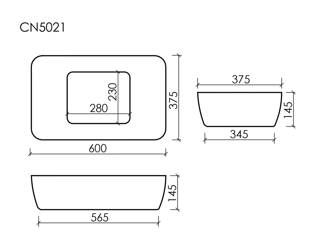 картинка Накладная раковина Ceramicanova Element CN5021 цвет белый 60х37.5 см 