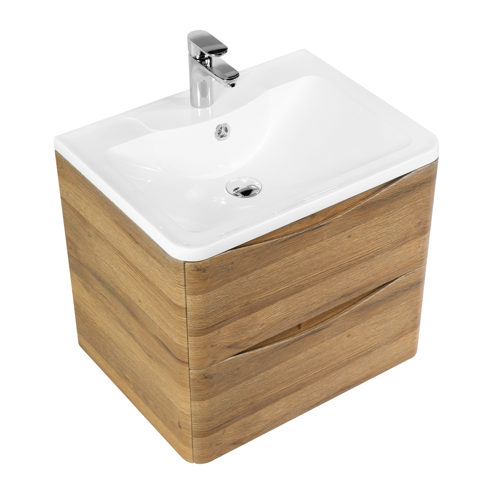 фото Тумба с раковиной подвесная BelBagno ACQUA 60 Rovere Rustico, раковина белая 