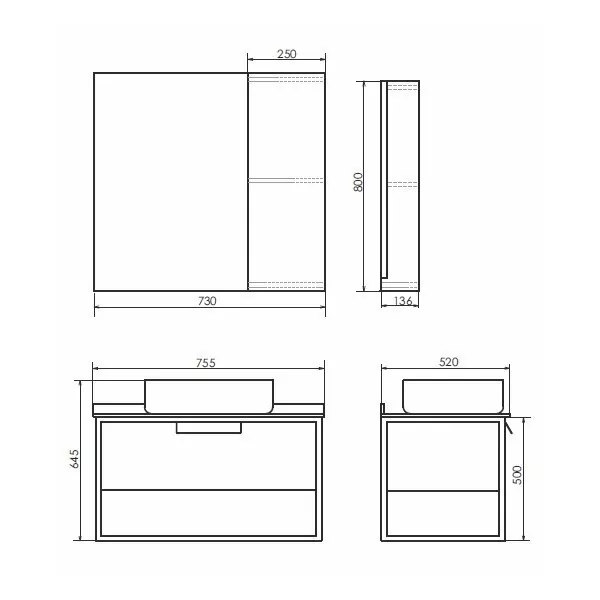 фото Тумба с раковиной Comforty Кёльн 75 дуб темный 