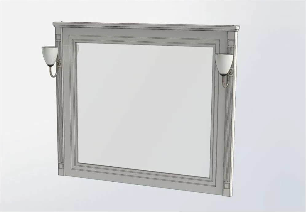 фото Зеркало Aquanet Паола 120 белое с серебром со светильниками хром 