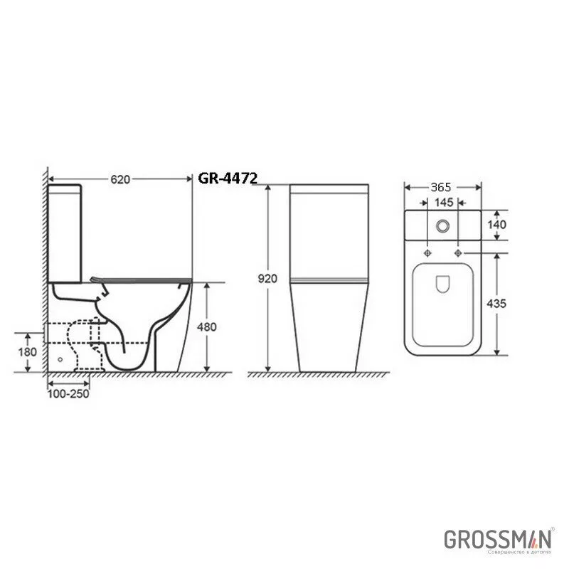 картинка Унитаз-компакт Grossman Style GR-4472S безободковый с высокой чашей 