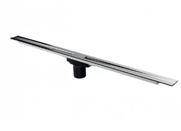 картинка Желоб водосток BERGES SIMPEL 800, хром глянец, вертикальный выпуск S-сифон D50/105мм H30/80мм 