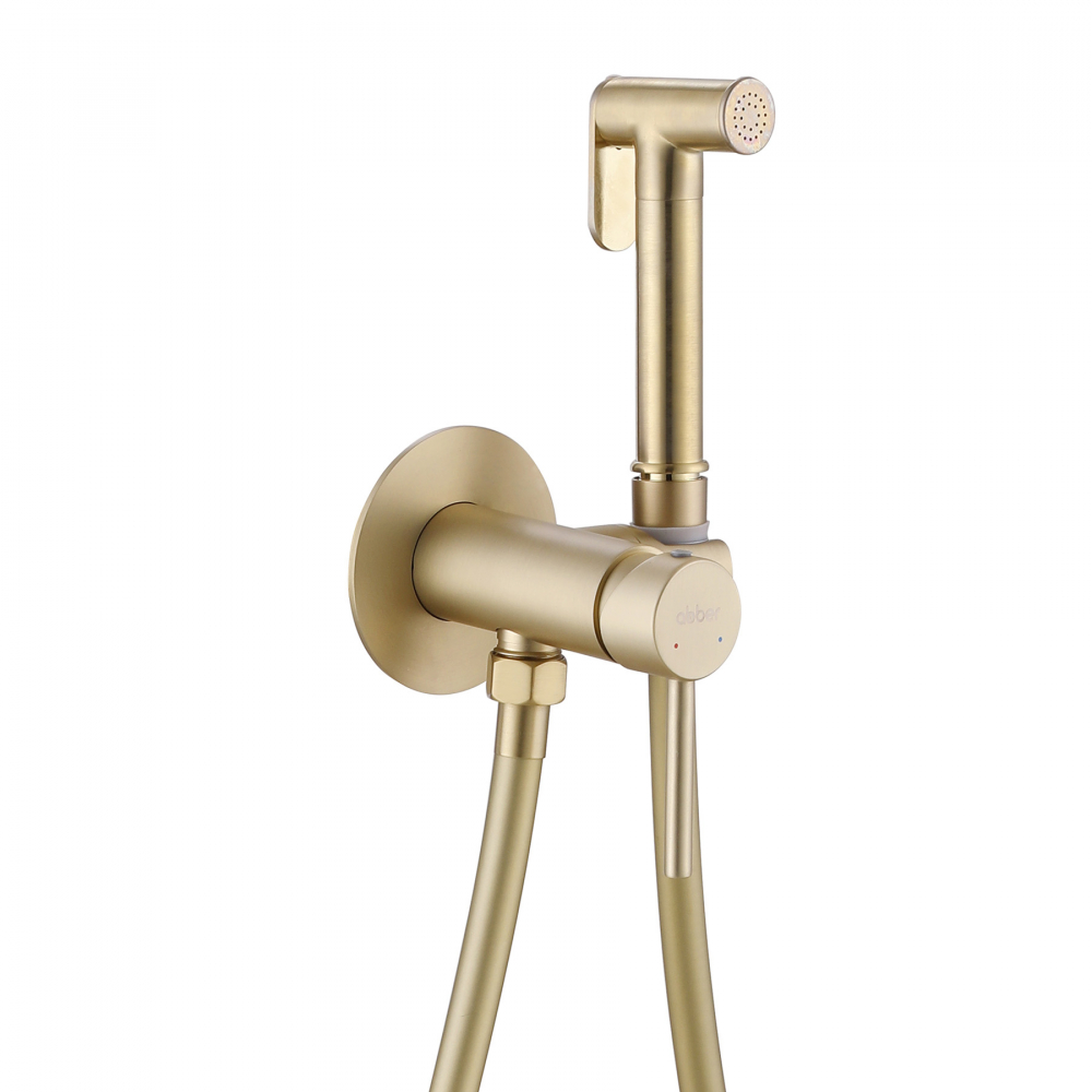 картинка Смеситель ABBER Wasser Kreis AF8125G с гигиеническим душем золото матовое 