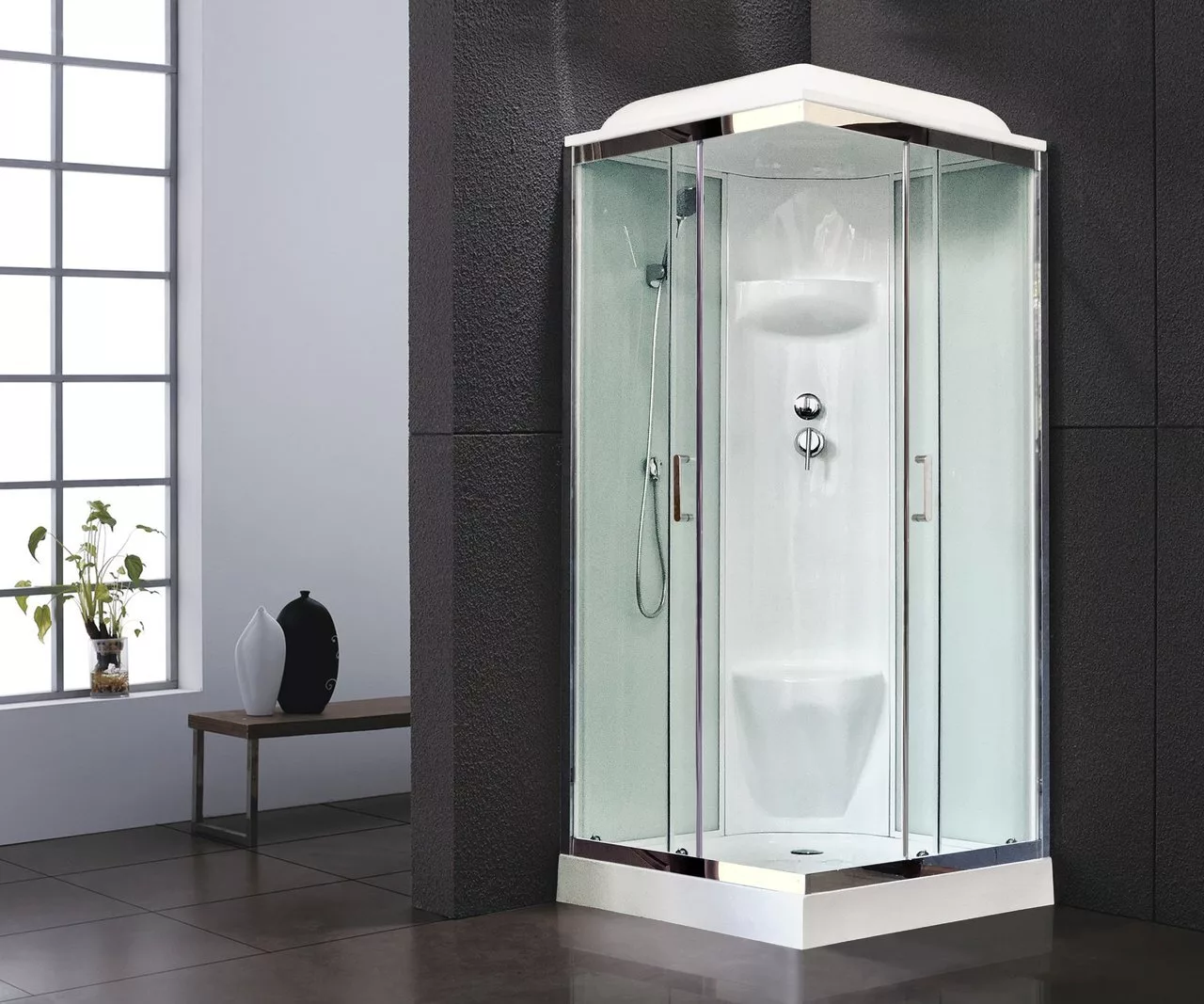 картинка Душевая кабина Royal Bath 80HP6-WT-CH (белое/прозрачное) 80x80x217 