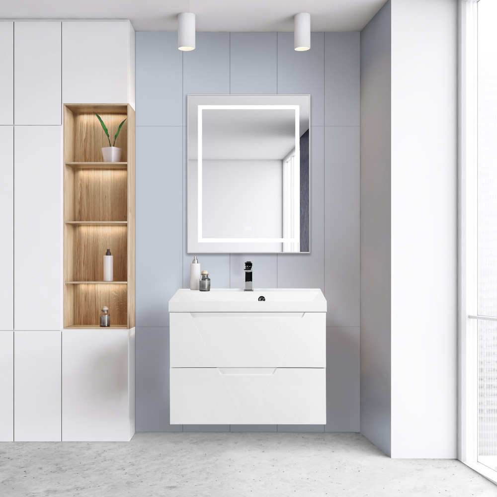 фото Тумба с раковиной подвесная BelBagno VITTORIA 90 Bianco Opaco, раковина белая 