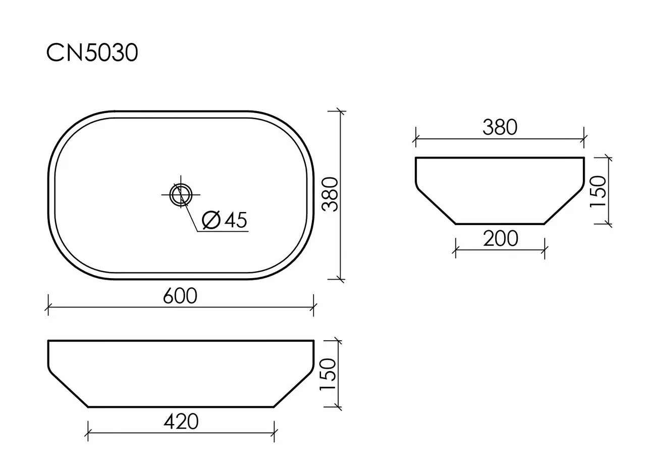 картинка Накладная раковина Ceramicanova Element CN5030 цвет белый 60х38 см 