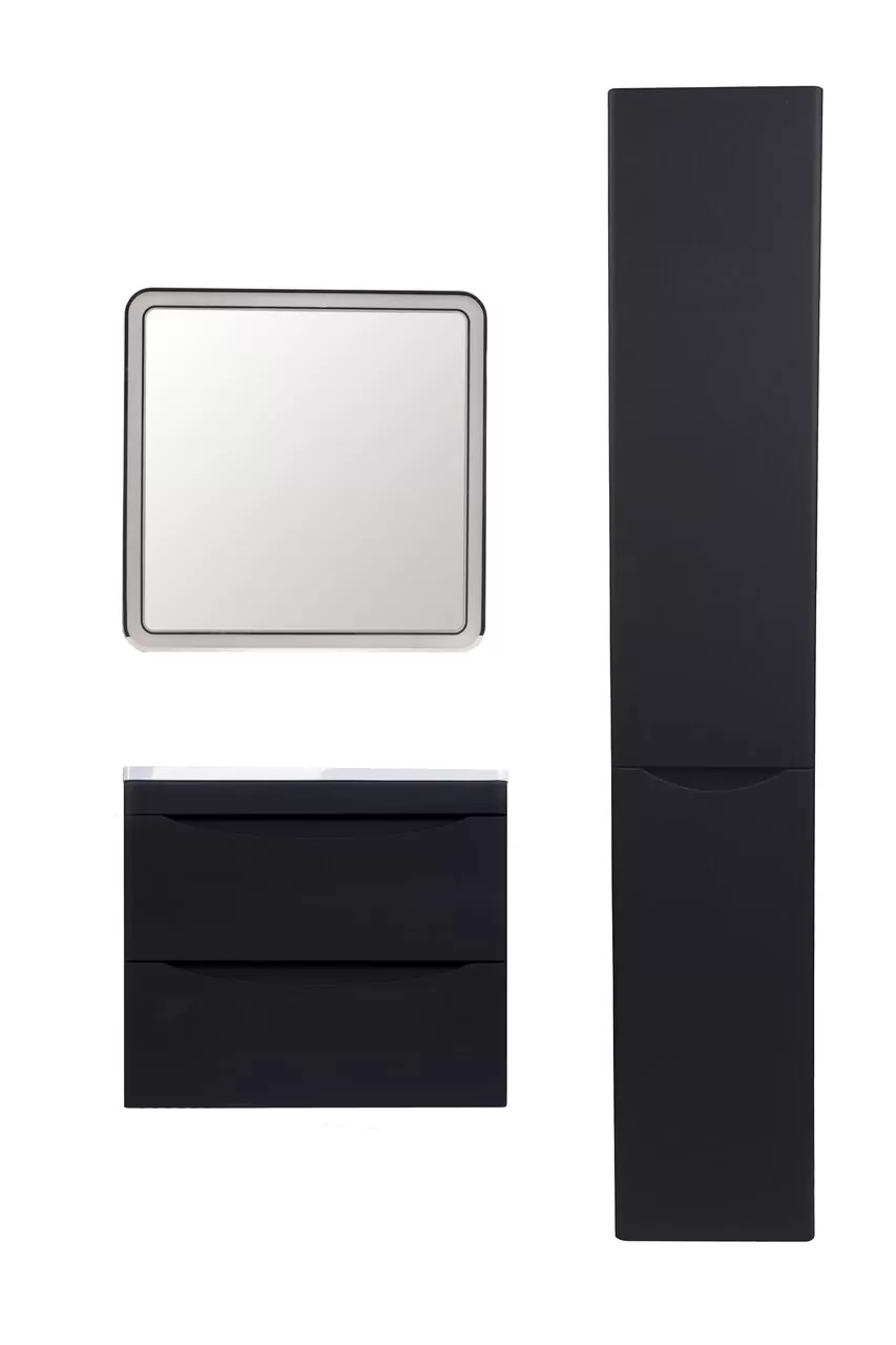 фото Тумба подвесная Style Line Бергамо мини 60 2 ящика Люкс антискрейтч черный PLUS 