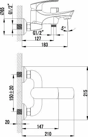 картинка Смеситель для ванны Lemark Plus Shape LM1712C 