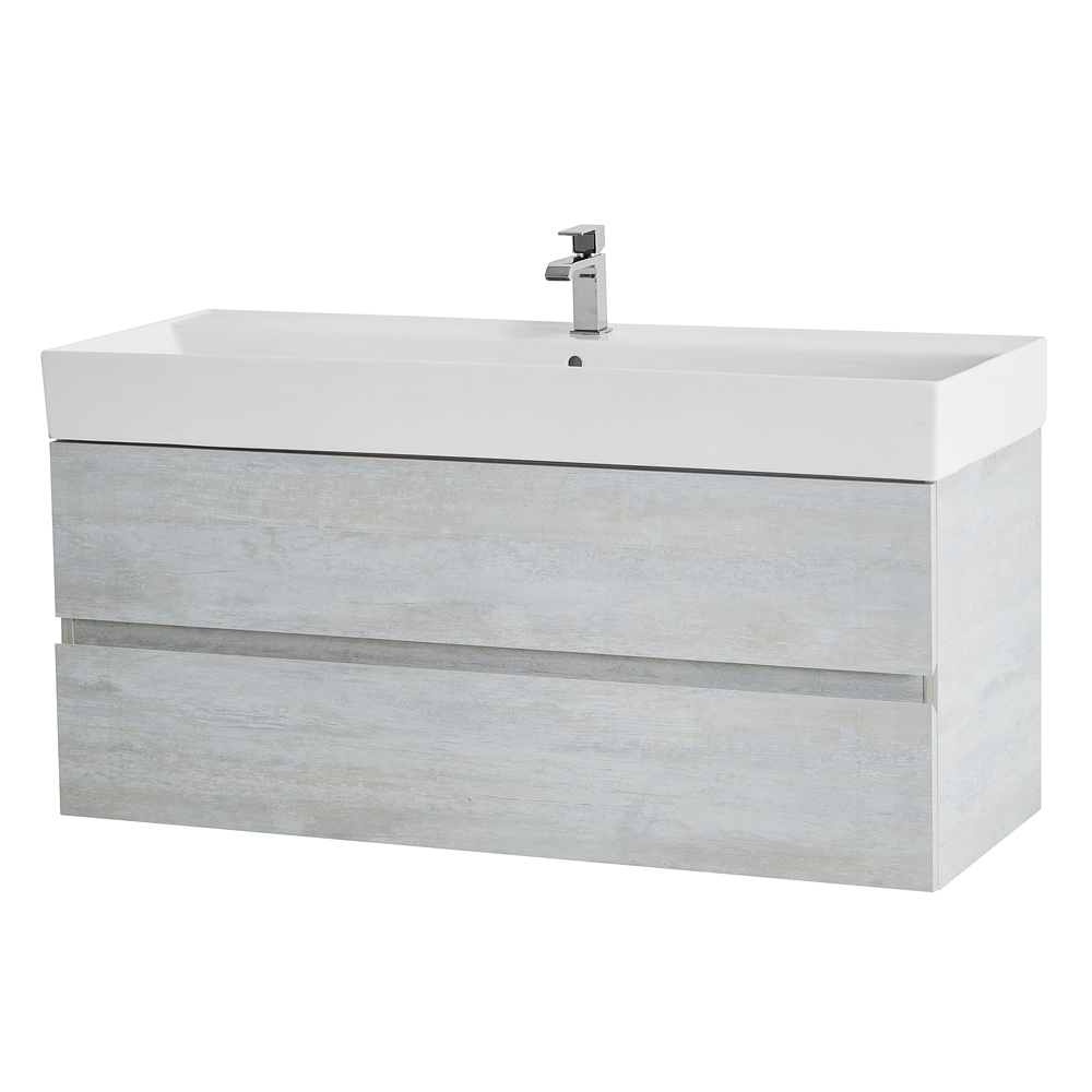 фото Тумба с раковиной подвесная Cezares MOLVENO 46 120 Legno Bianco, раковина белая 
